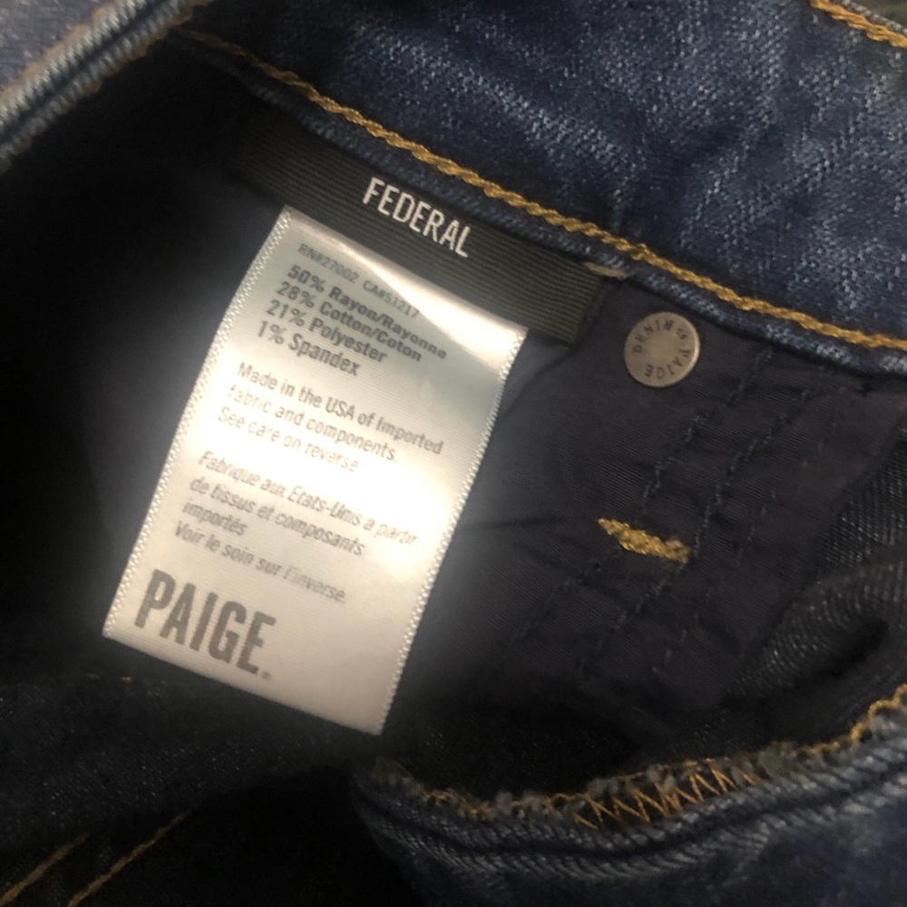 PAIGE Dark Federal Jeans hemmed to 25 - Picture 2 of 5